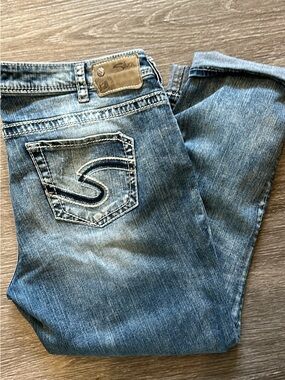 Silver Jeans womens Light Blue Washed Denim Boyfriend Fit Jeans
